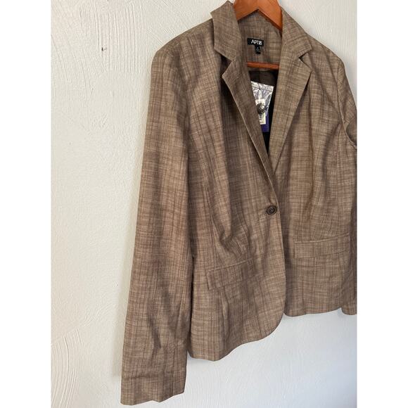 APT 9 Women's Brown Single Button Long Sleeve Lined Blazer with Pockets Size 14 - Picture 4 of 10